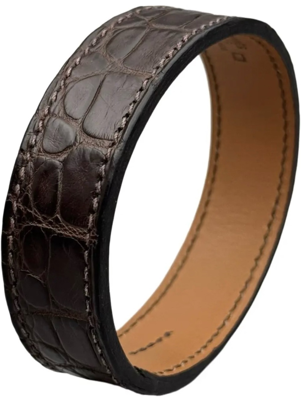 Hermès Havane Alligator Leather Bracelet in Dark Brown with Tan Interior - Picture 3 of 8